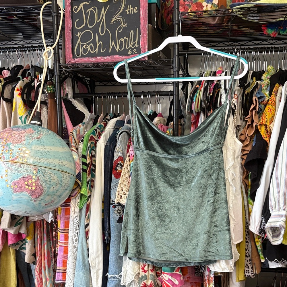 NWT free people intimately Elegant Green Velvet Cami Top